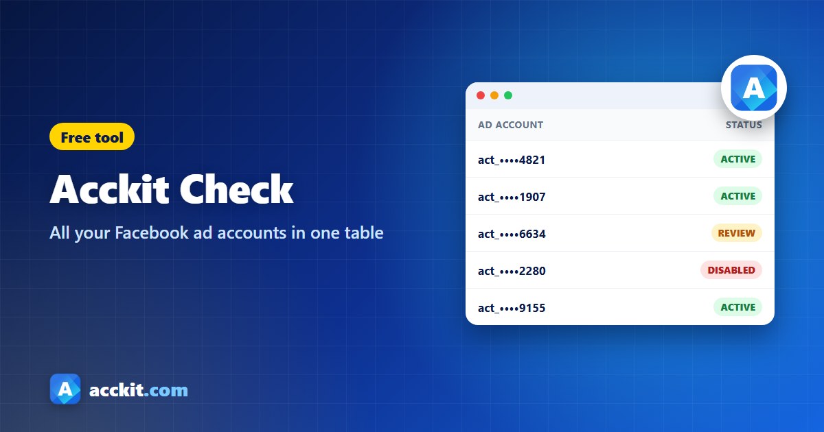 Acckit Check: Manage All Your Facebook Ad Accounts in One Table