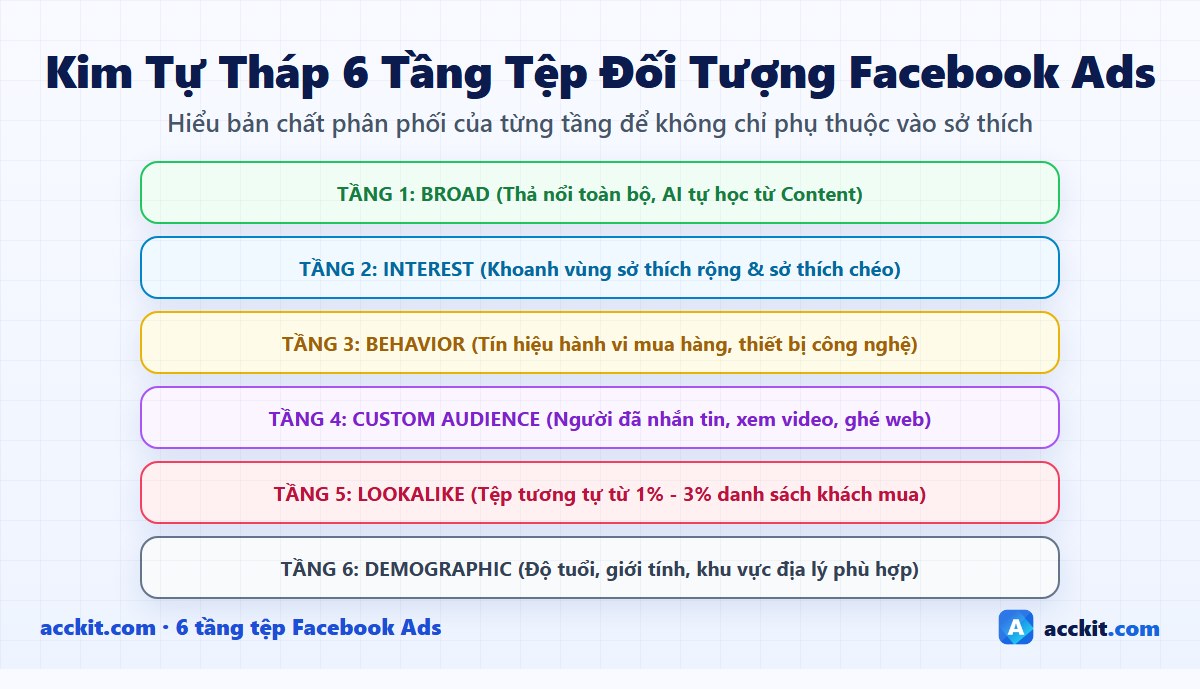 Kim tự tháp 6 tầng tệp đối tượng Facebook Ads