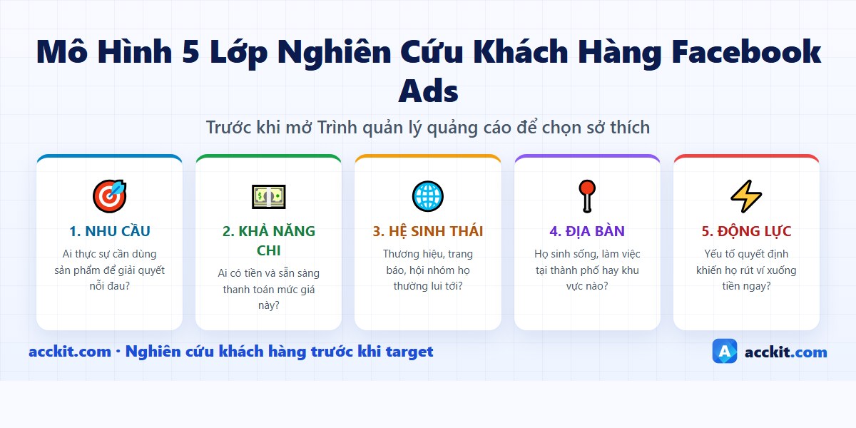 Mô hình 5 lớp nghiên cứu khách hàng Facebook Ads