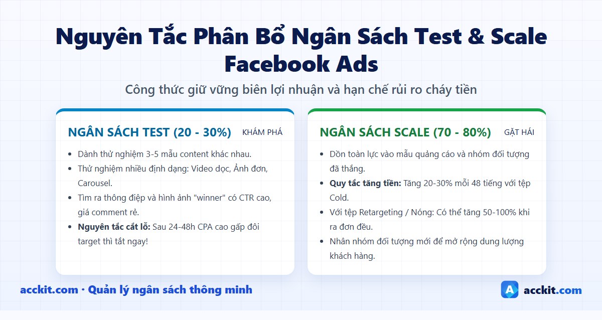 Nguyên tắc phân bổ ngân sách Test và Scale Ads