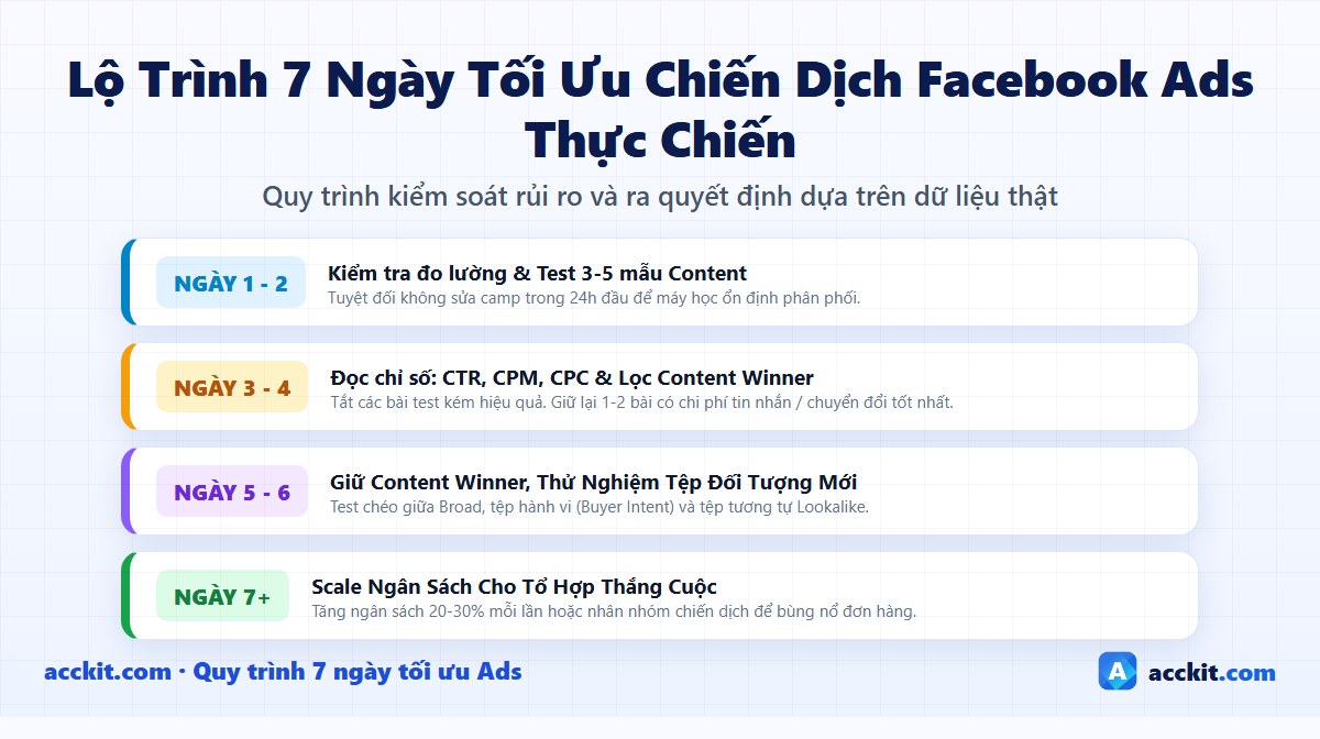 Lộ trình 7 ngày tối ưu chiến dịch Facebook Ads